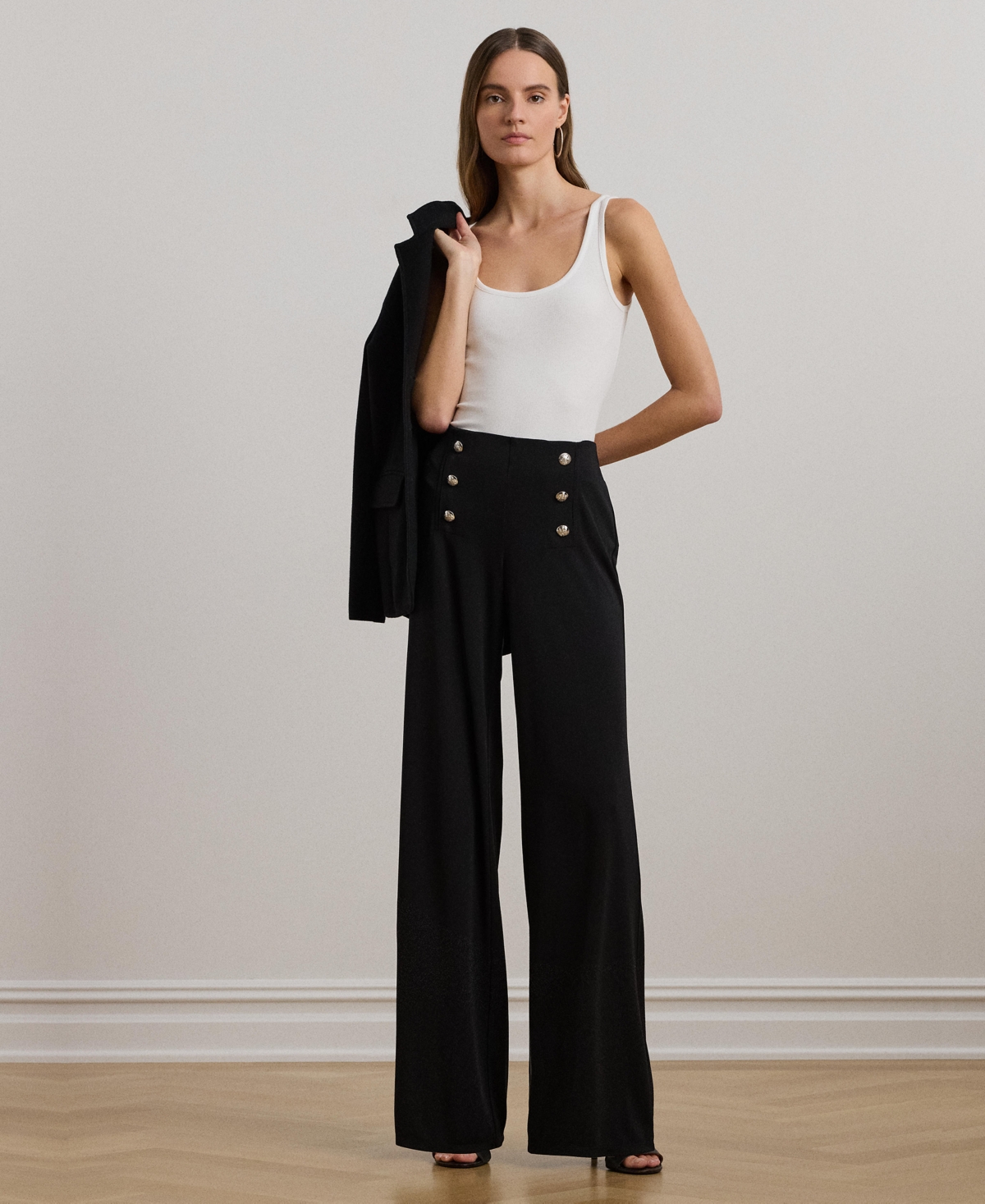 Lauren Ralph Lauren Stretch Jersey Wide-Leg Pants