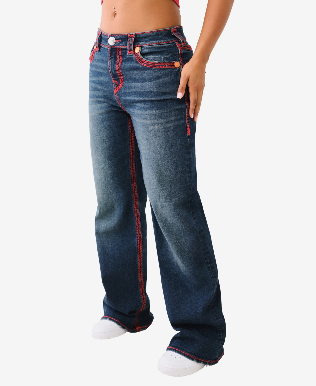 TRUE RELIGION WOMEN'S BOBBI SUPER Q BAGGY FLAP JEANS 