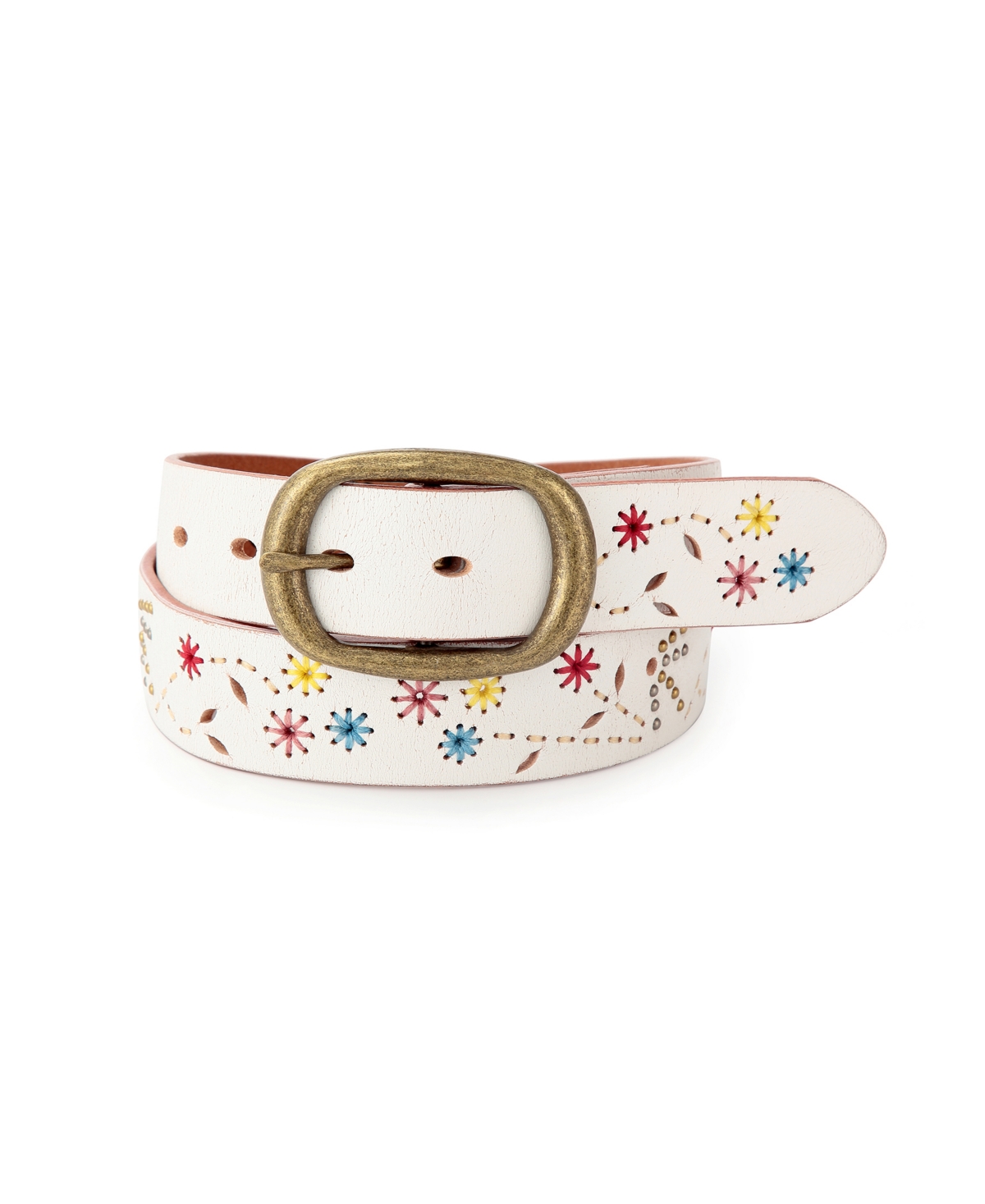 Women's Blossom Leather Belt - White