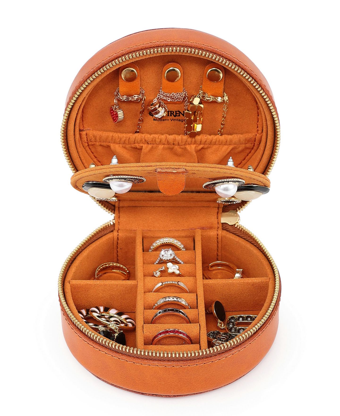 Женская сумка OLD TREND Leather Jewelry Box - Round, цвет: Карамельный — фото 9