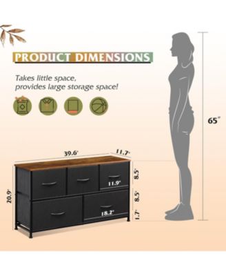 Dresser for Bedroom with 5 Drawers Wide Chest of Drawers Fabric Dresser Storage Organizer Unit with Fabric Bins for Closet Living Room Hallway
