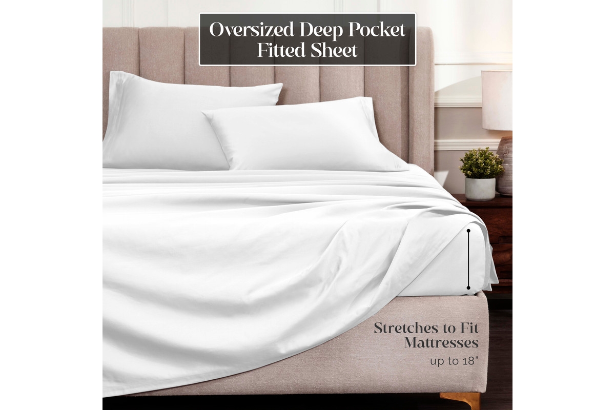 Superior 1500 Thread Count Egyptian Cotton Deep Pocket 4 Piece Sheet Set,