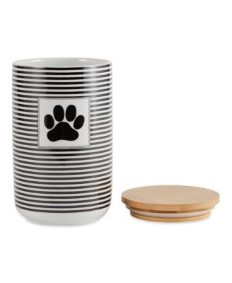 Ceramic Pet Treat Canister Stripe Paw Patch