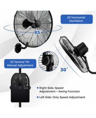 20 Inch Wall Mount Fan with 3 Fan Speeds and Adjustable Tilt Head