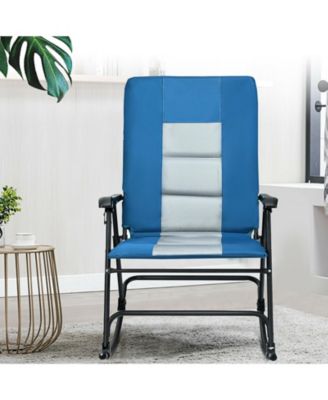 Foldable Rocking Padded Portable Camping Chair with Backrest and Armrest