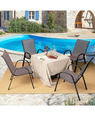 4 Pieces Stackable Patio Dining Chairs Set with Armrest
