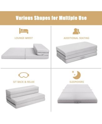 4 Inch Folding Sofa Bed Foam Mattress with Handles-Twin XL