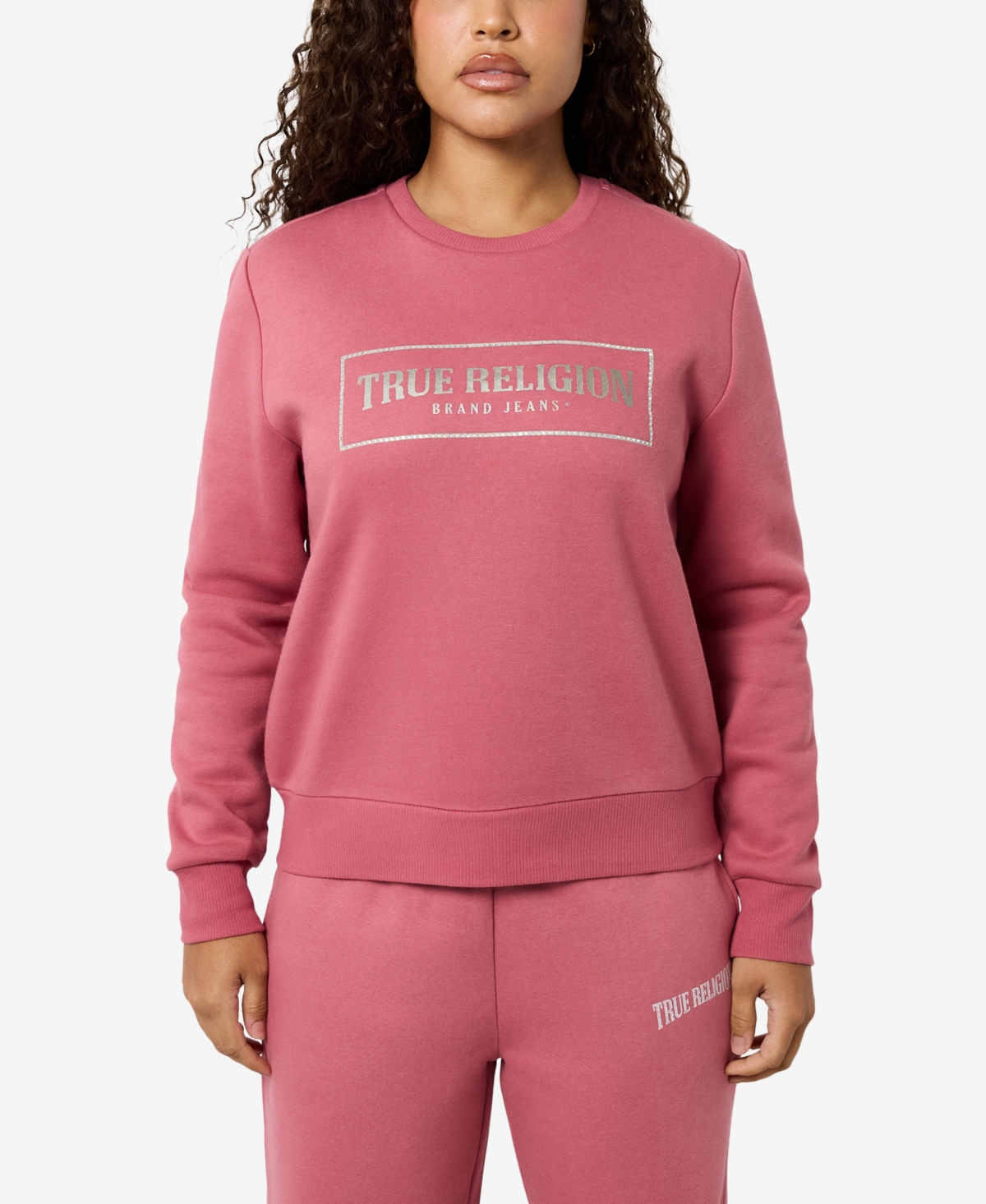 True Religion Long Sleeve Sweatshirt In Mauvewood