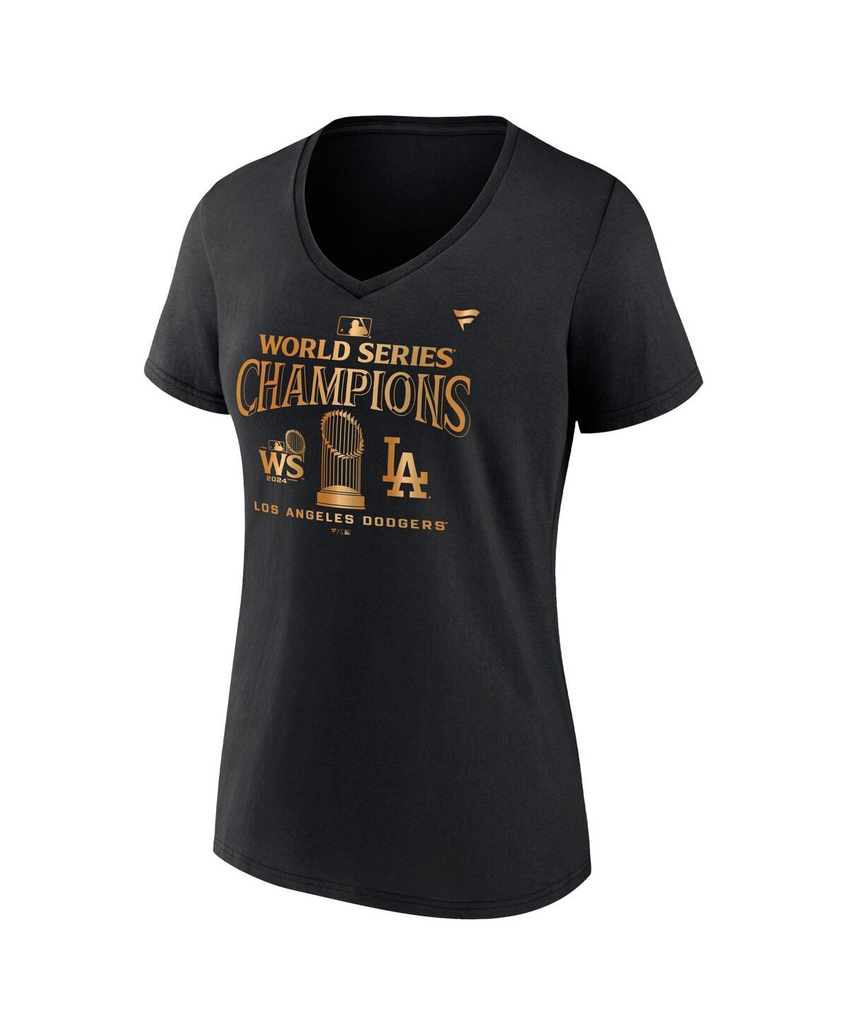 Fanatics Women's Black Los Angeles Dodgers 2024 World Series Champions Parade V-neck T-shirt In Black
