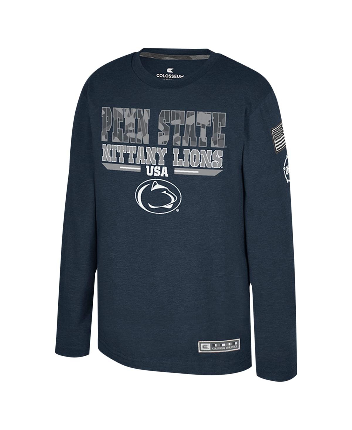 Colosseum Big Boys and GirlsPenn State Nittany Lions Oht Military Appreciation Oorah Long Sleeve T-Shirt - Heather Navy