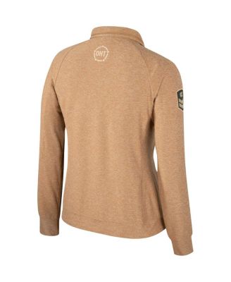 Women's Tan Wisconsin Badgers OHT Military Appreciation Sand Tatum Quarter-Snap Raglan Jacket