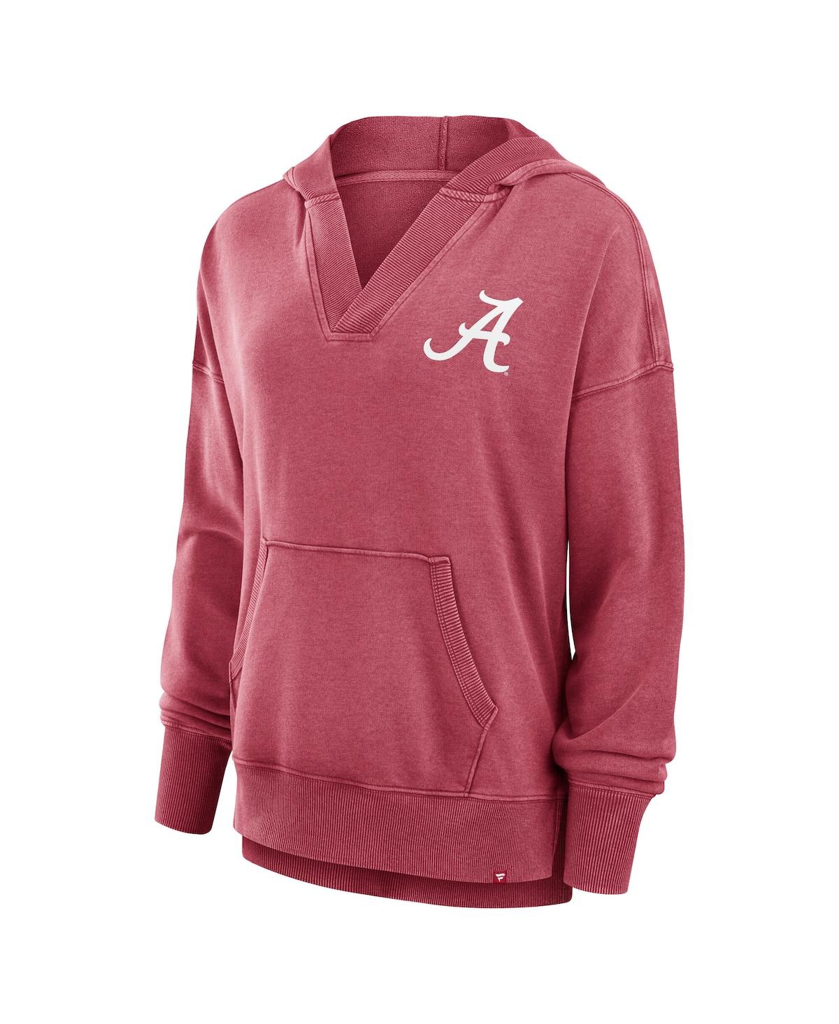 Fanatics Women's Crimson Alabama Crimson Tide Initiative Snow Wash French Terry V-neck Pullover Hoodie In Crimson