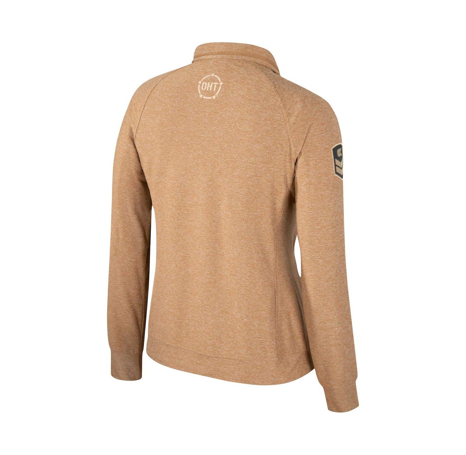 Women's Tan Penn State Nittany Lions OHT Military Appreciation Sand Tatum Quarter-Snap Raglan Jacket