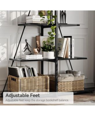 4-Shelf A-Shaped Ladder Bookcase Display with Wooden Storage Shelves for Living Room and Home Office