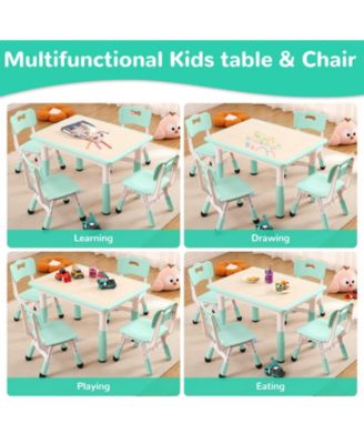 5-Pc HDPE Adjustable Graffiti Desktop Kids Activity Table Set