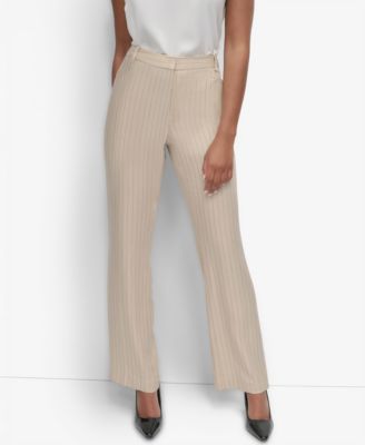 DKNY - Women's Pinstriped Modern-Fit Straight-Leg Pants
