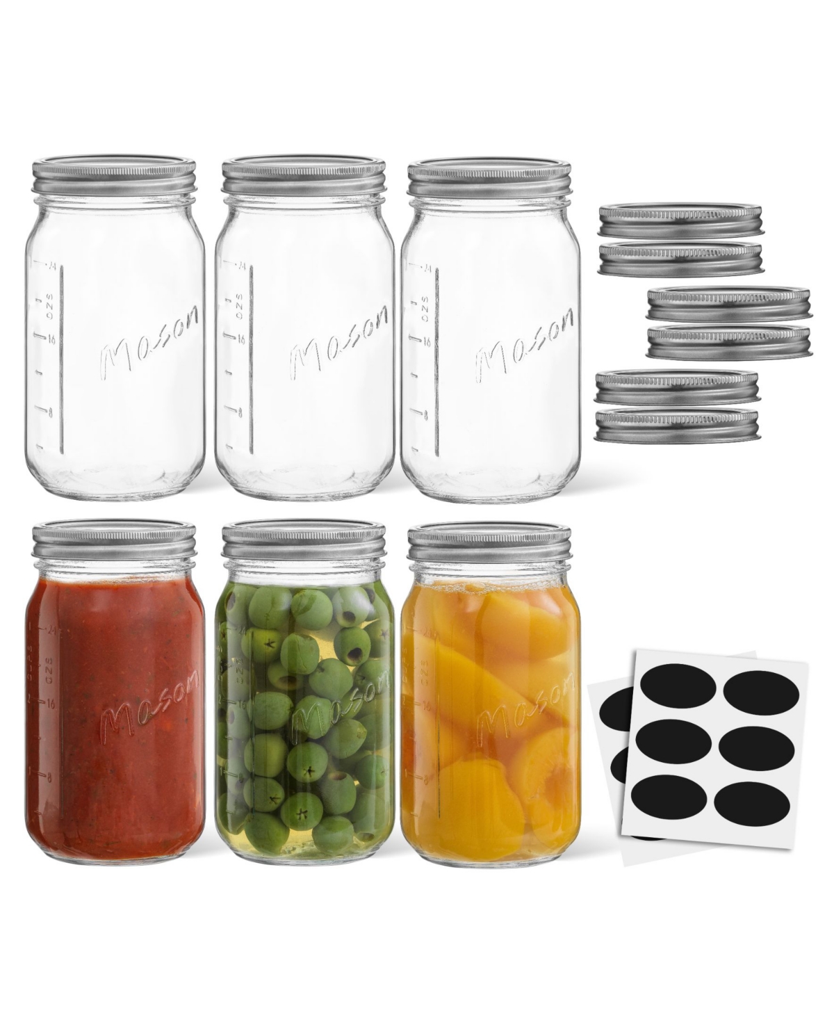 Shop Joyjolt Wide Set Of 6 Mason Jars With Airtight Lids In Clear