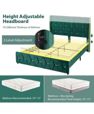 Full Size Upholstered Platform Bed Frame with Adjustable Headboard-Full Size