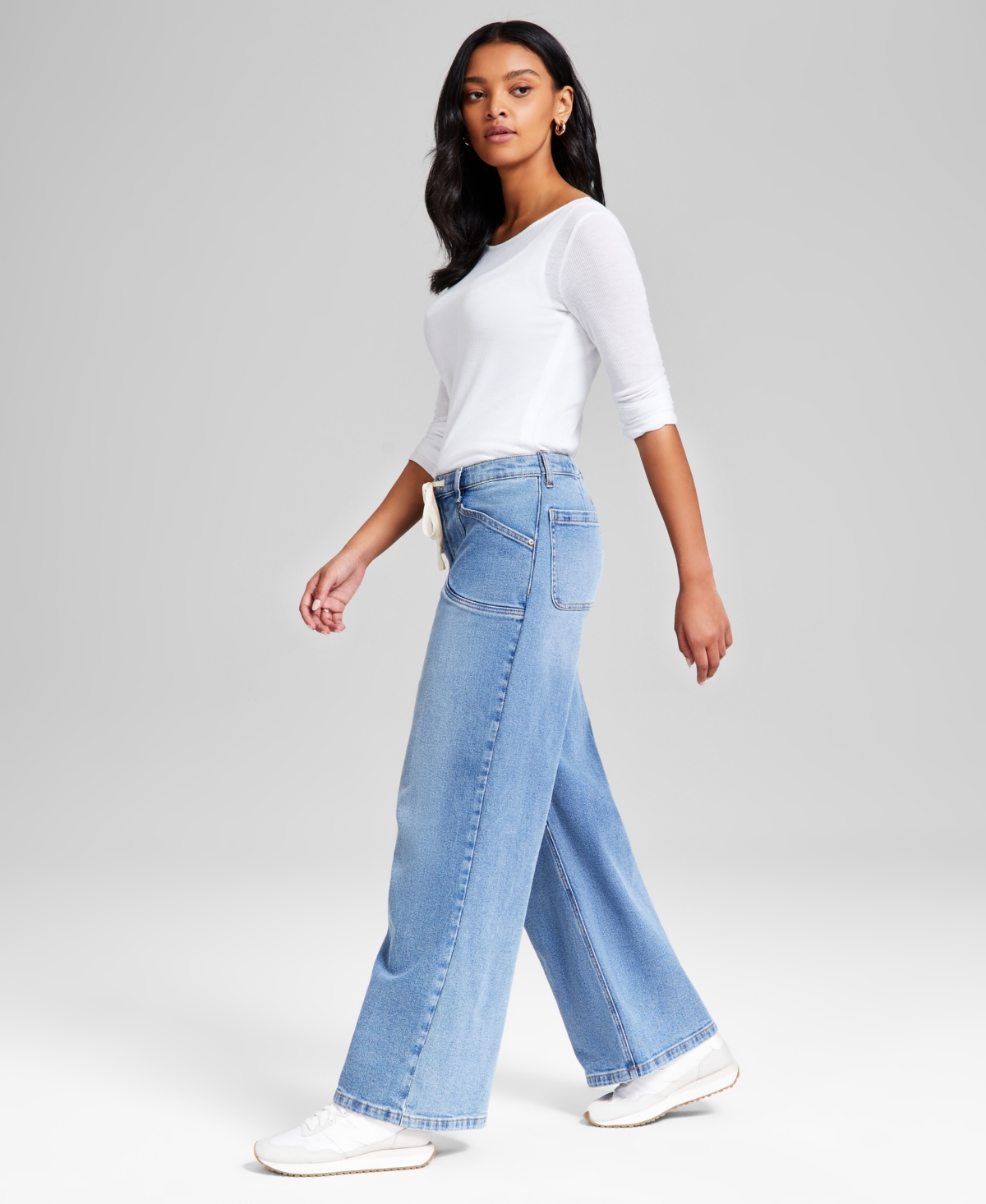 AND NOW THIS WOMEN'S HIGH-RISE WIDE-LEG DRAWSTRING DENIM JEANS, EXCLUSIVELY AT MACY'S 