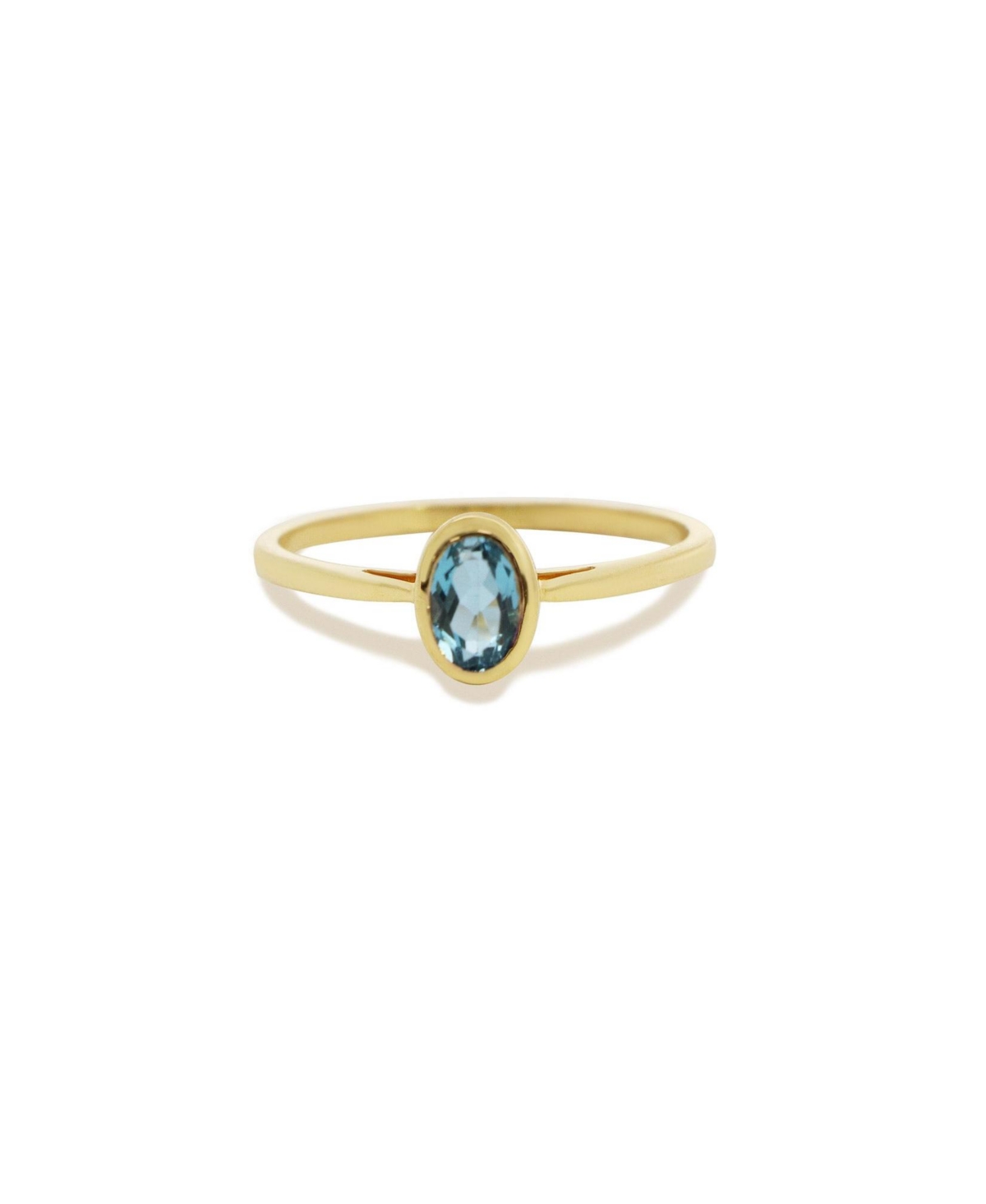 Oval Blue Topaz Bezel Ring 14K Gold - Blue topaz