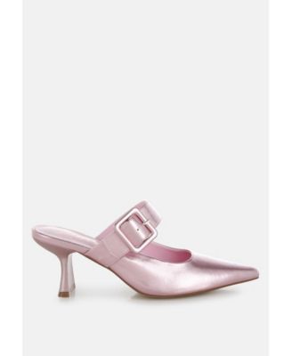 Bismi Large Buckle Kitten Heel Mules