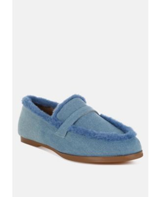 Nivena Fur Detail Denim Loafers