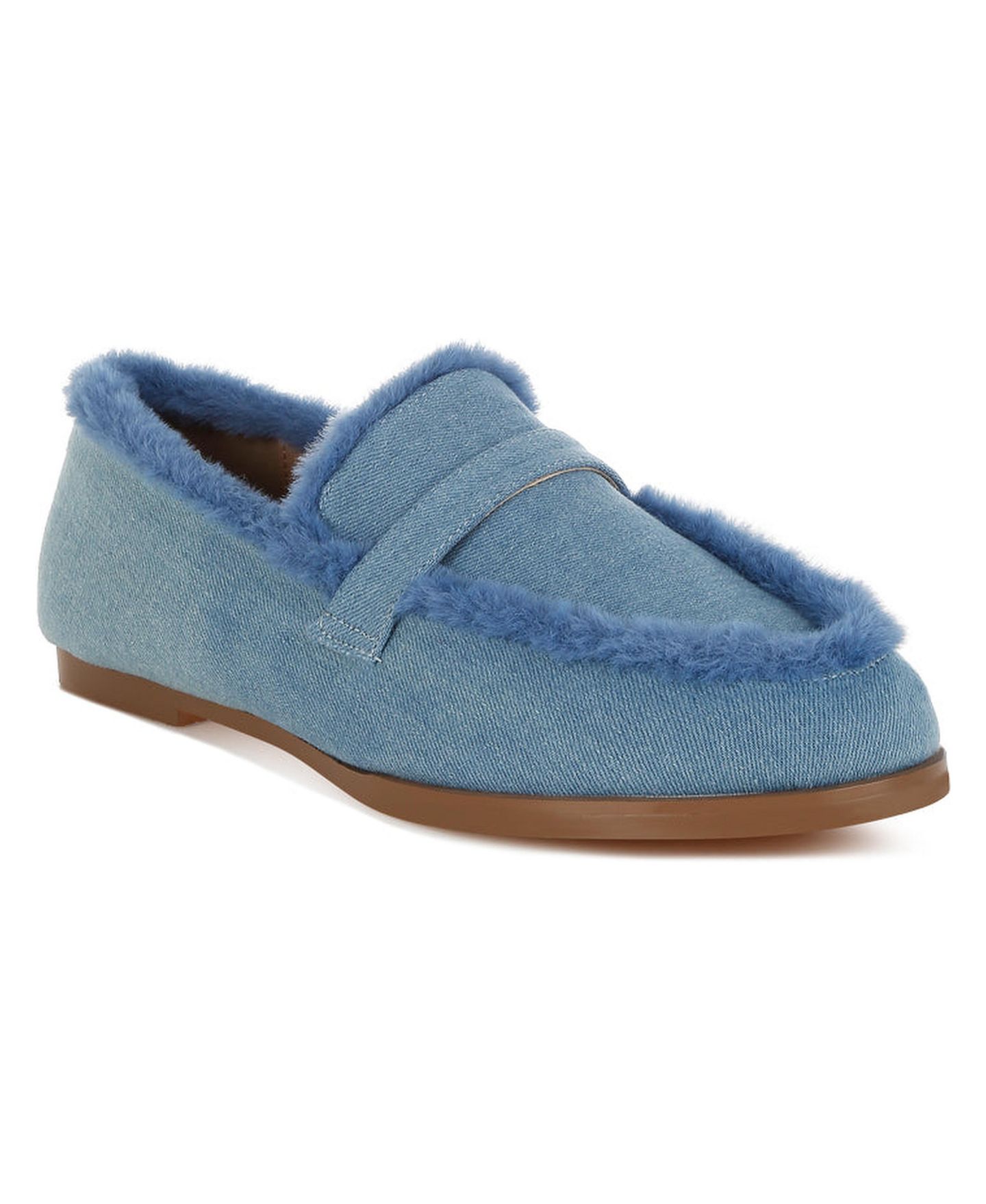 Женские туфли Rag & Co Nivena Fur Detail Denim Loafers, цвет: Синий — фото 2