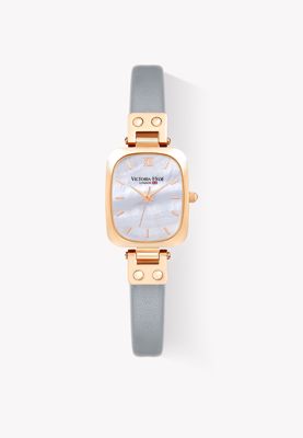 Women's Watch 22×26mm Rectangle Mother-of-pearl or Brushed Sunburst Dial Victoria Hyde - Gray