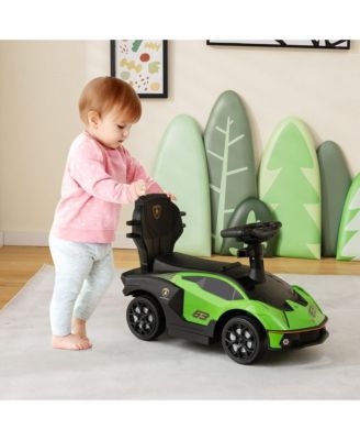 3-in-1 Licensed Lamborghini Ride on Push Car Stroller Sliding Car w/ Sound