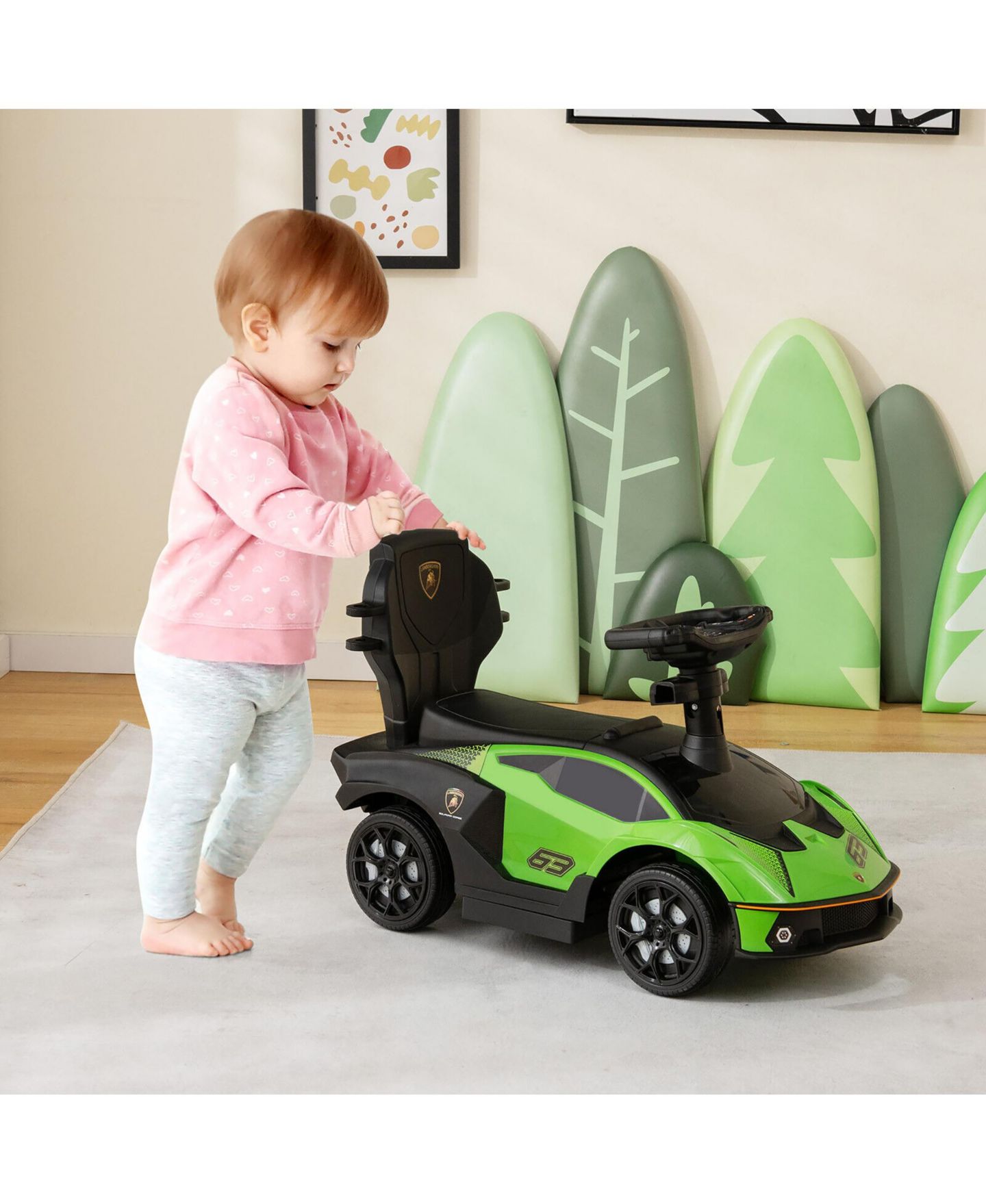 Детская игрушка Gymax 3-in-1 Licensed Lamborghini Ride-On Car with Sound, 55 lb. Capacity, Ages 12-36 Months, цвет: Чёрный, вариант 1 — фото 3