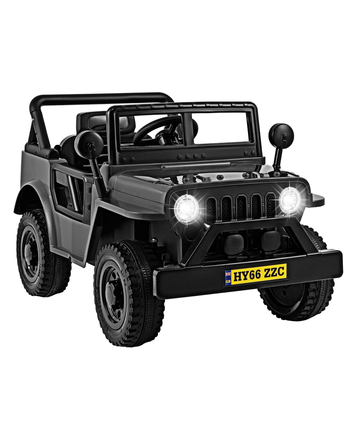 Gymax 12V Kids Ride on Truck Car w/Remote Control Threaded Wheels 3 Speeds Led Lights