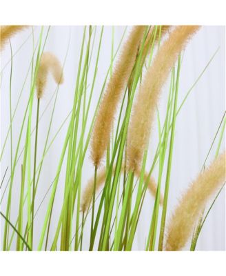 2Pcs 4Ft Artificial Grass with Pots, Wheat Grass Green Leaves Fake Plants, Realistic Foxtail Grass Pampas Grass Plants for Home Garden
