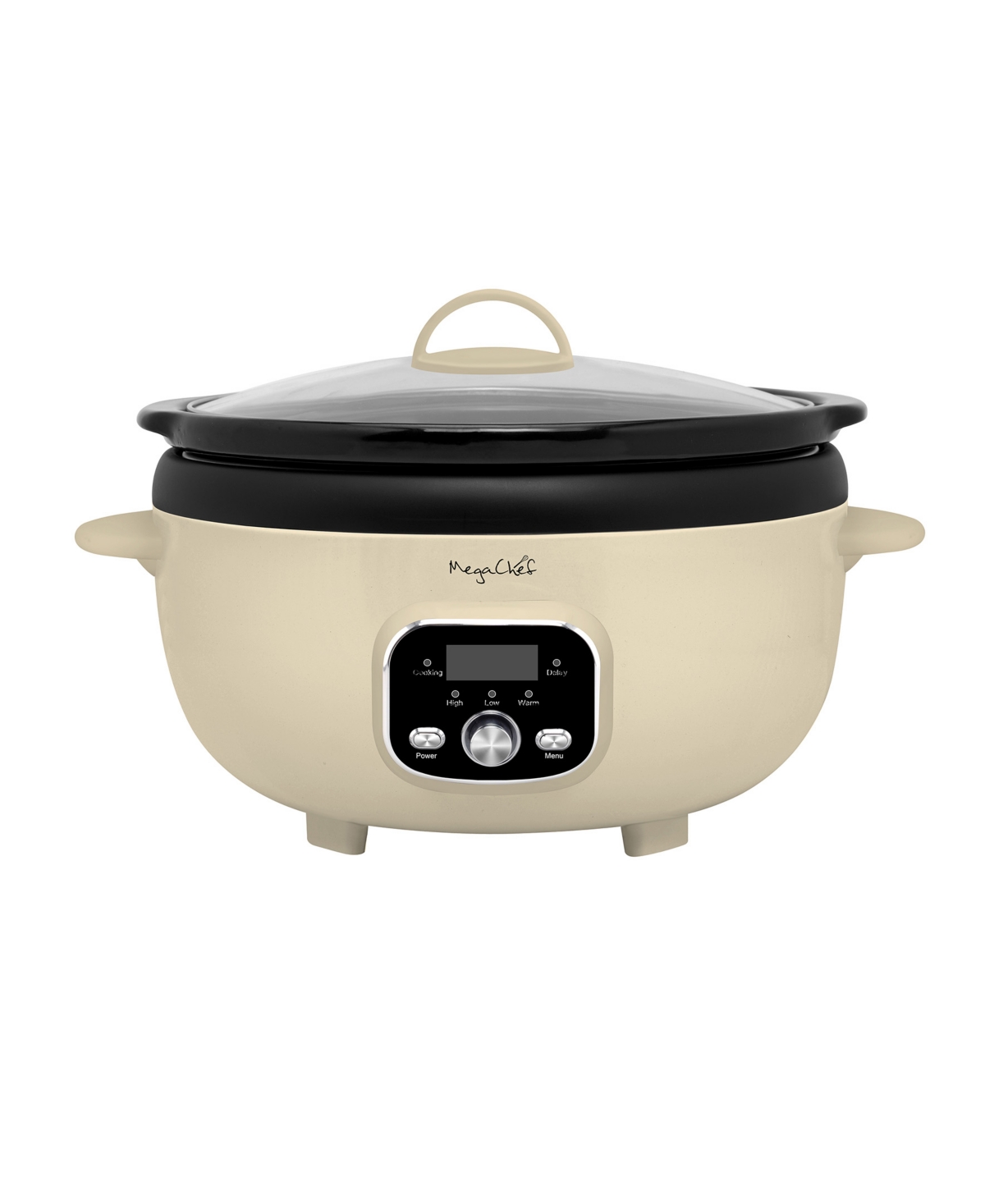 Megachef 6.5qt Oval Electric Digital Slow Cooker With Black Pot In Ivory