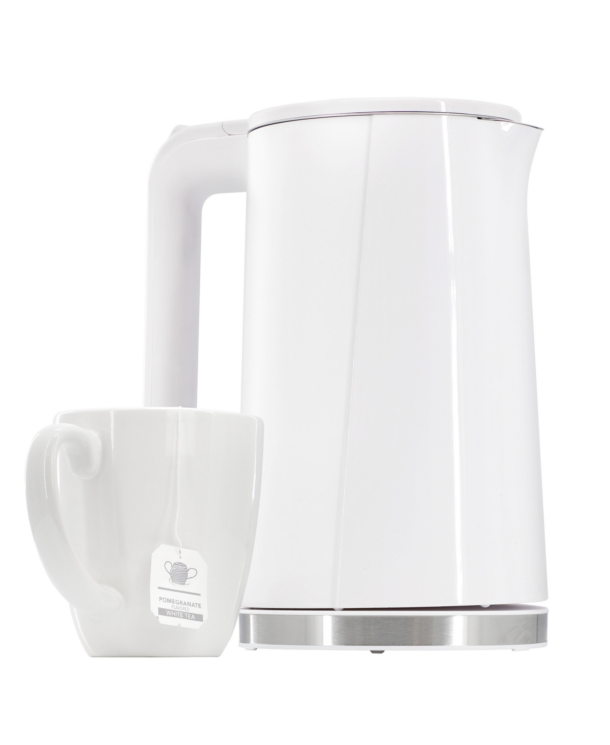 Megachef 1.7l White Double Wall Stainless Steel Electric Te In White