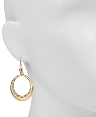 Patricia Nash Gold-Tone Crystal Pavé Open Circle Drop Earrings