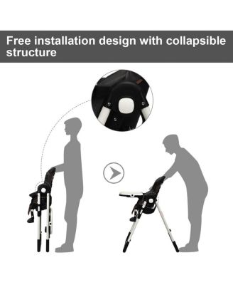 Foldable Baby High Chair with Adjustable Height, Backrest, and Detachable Tray