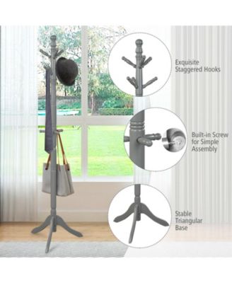 Entryway Height Adjustable Coat Stand with 9 Hooks