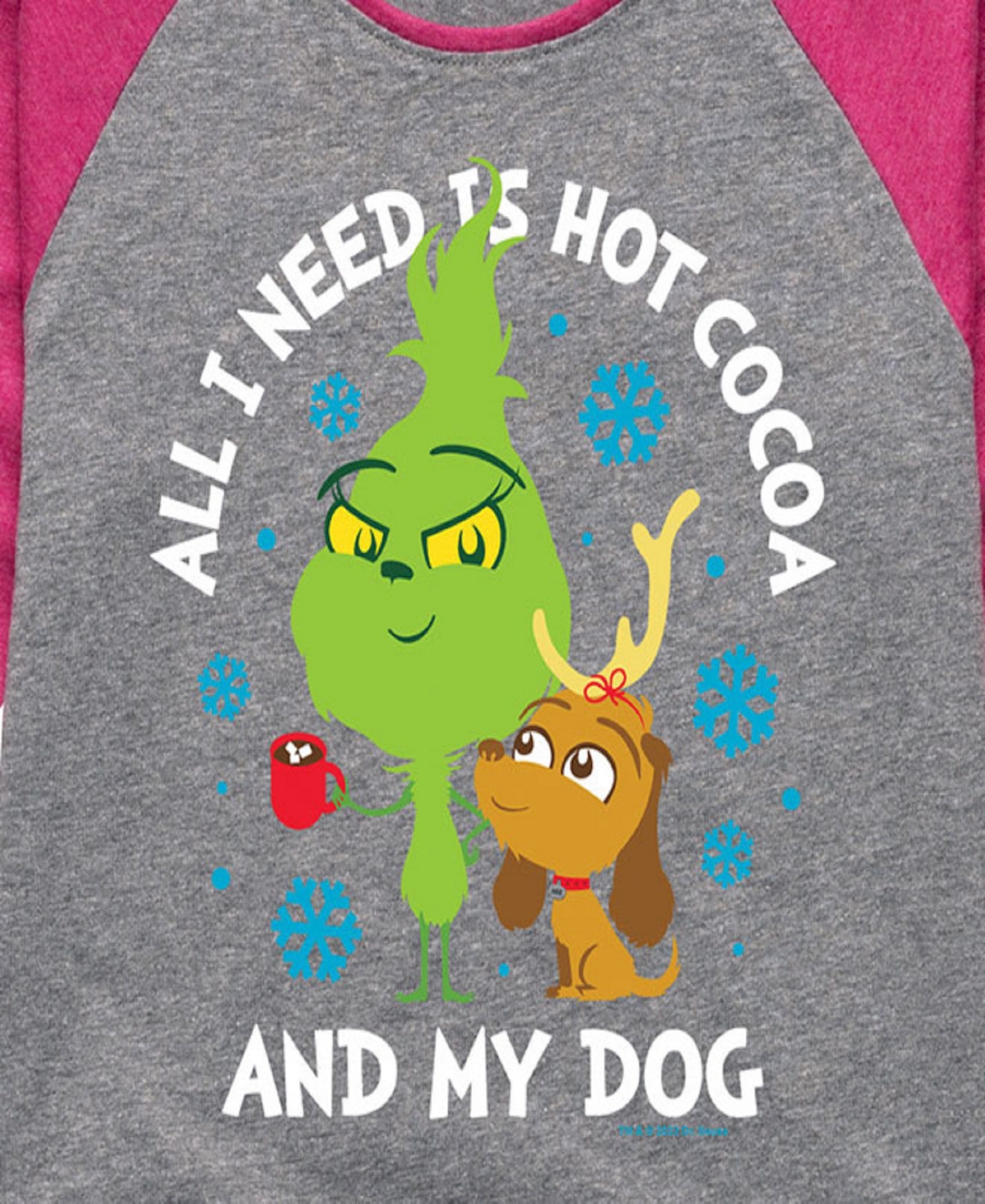 The Grinch Big Girls Grinch Graphic Raglan Top In Gray