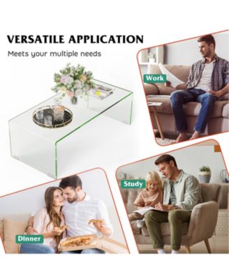 42 x 19.7 Inch Tempered Glass Table with Rounded Edges