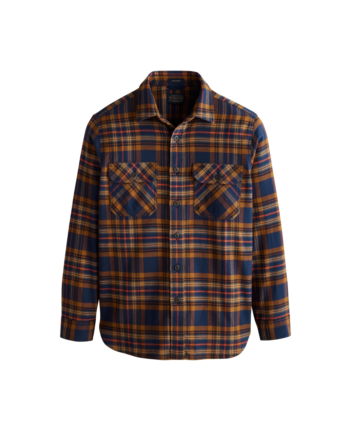 Men's Burnside Cotton Flannel Shirt - Navy/ochre