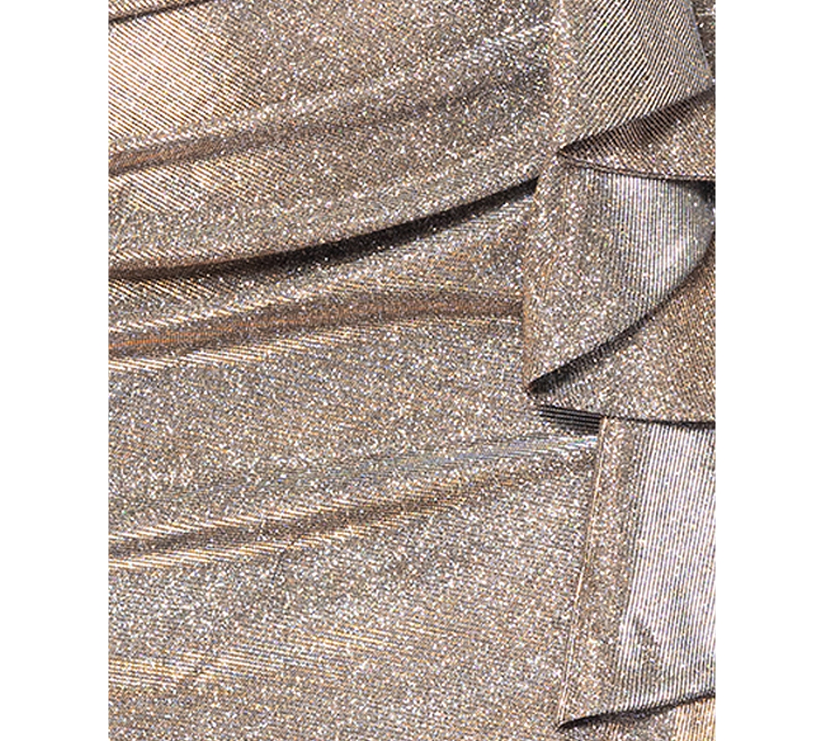 Xscape Plus Size Sweetheart-neck Off-the-shoulder Metallic Gown In Sand