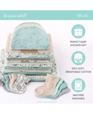 Baby Boys Restful Basics Newborn Layette Set Girls, 30-Pieces, Green/Grey