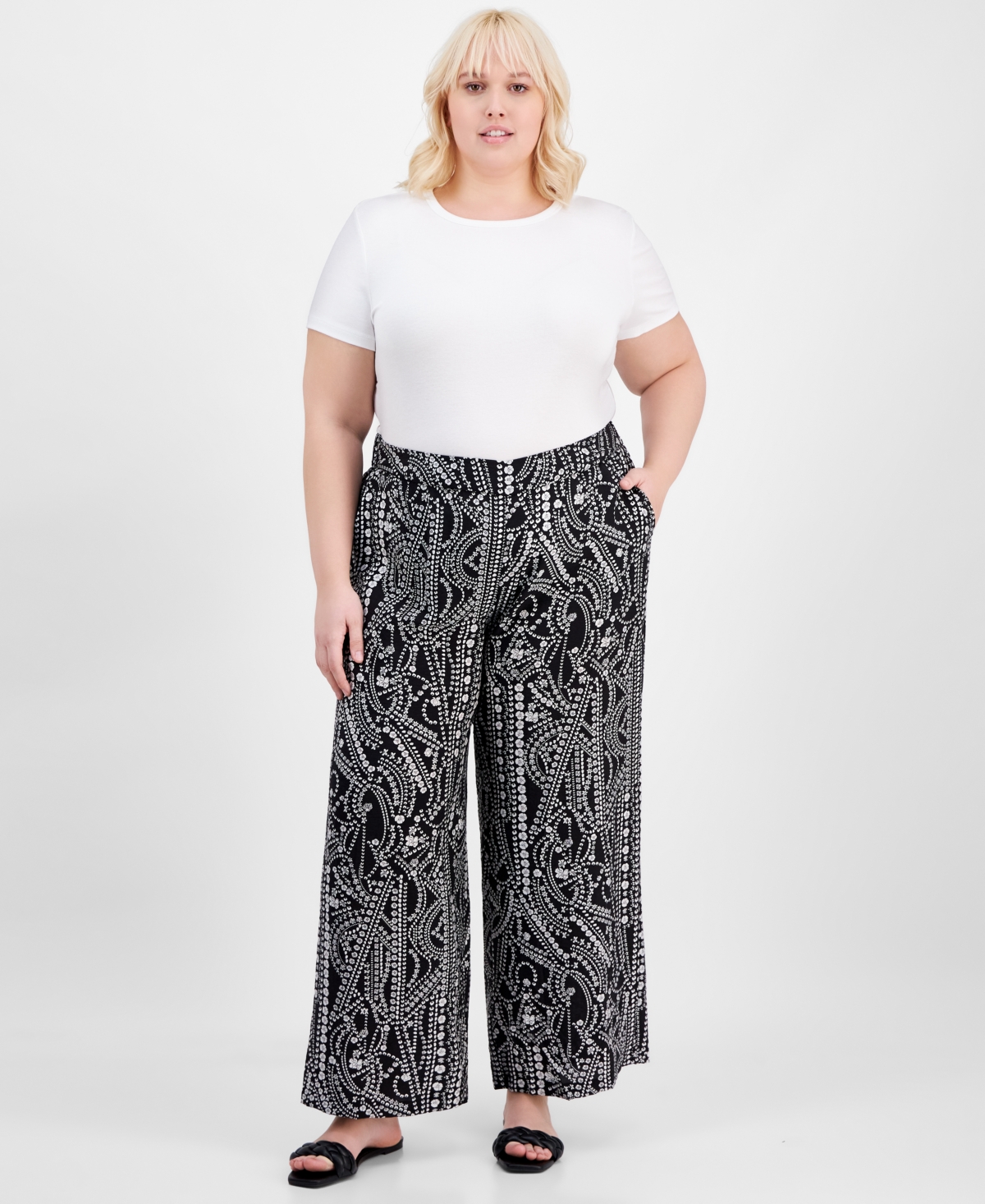 I.n.c. International Concepts Plus Size Floral-Print Wide-Leg Pants, Exclusively at Macy's