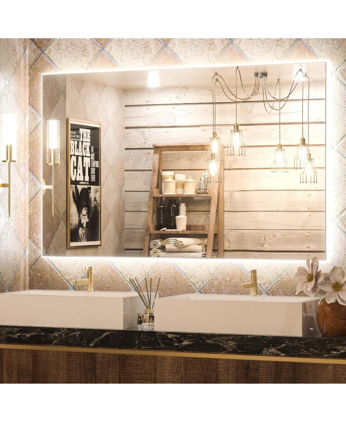 Led Backlit Lighted Bathroom Vanity Mirror Wall Mirror Dimmable Light 3 Color Adjust