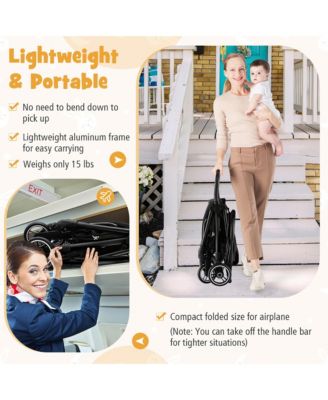 Portable Baby Stroller One-Hand Fold Pushchair W/ Aluminum Frame