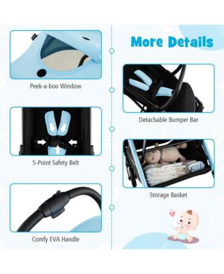 Portable Baby Stroller One-Hand Fold Pushchair W/ Aluminum Frame