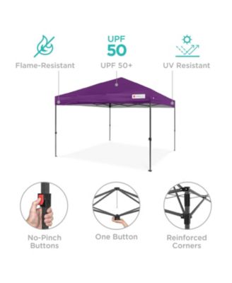 8x8ft Easy Setup Pop Up Canopy w/ 1-Button Setup, Wheeled Case, 4 Weight Bags