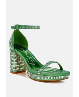 Womens Ronan Rhinestones Embellished Block Sandals