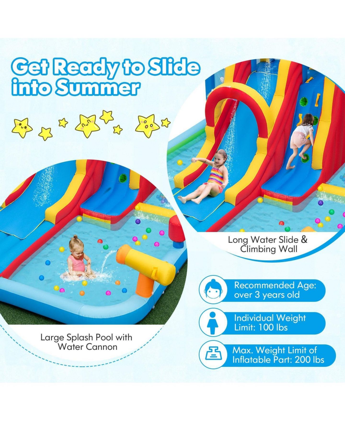 Детская игрушка GOUUN Inflatable Water Slide Water Park with Long Slide & Splash Pools, 163"L x 157"W x 91"H, Ages 3+ — фото 8