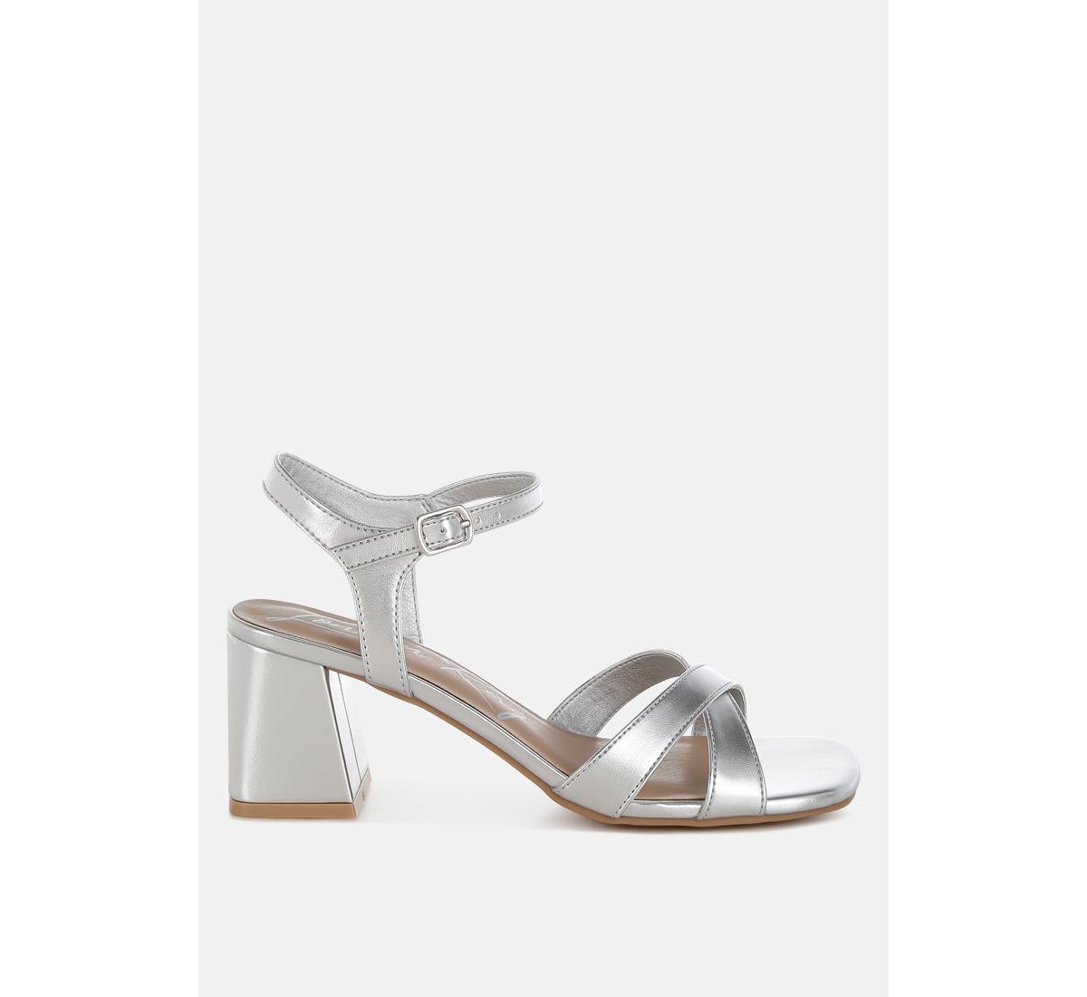 Edessa Square Toe Block Heel Sandals - Tan